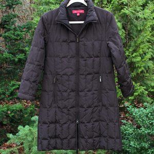 Anne Klein Zip-Front Quilted Down Midi Coat with Side Zips